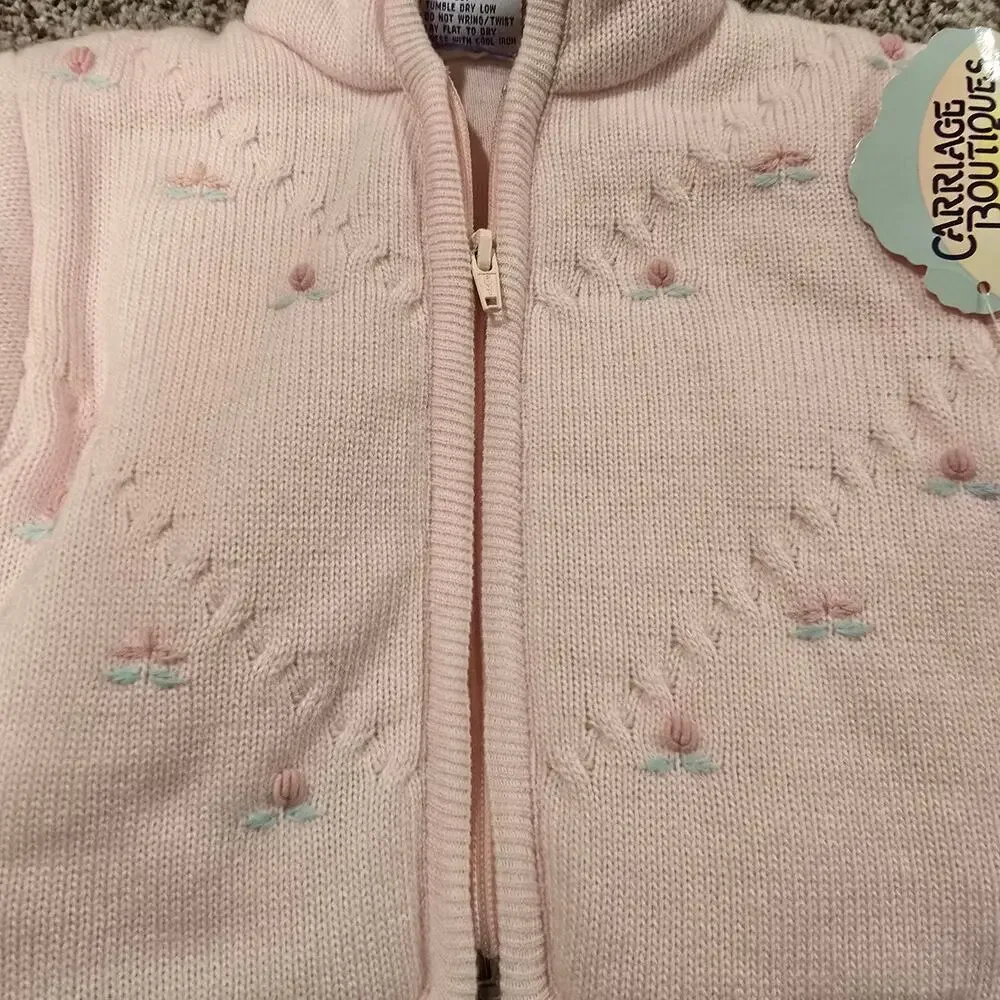 NEW NWT Vintage Baby Girl Carriage Boutiques Sweater Overall Outfit | 6 Months